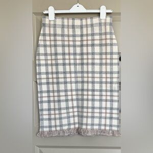 Club Monaco Checkered Pencil Skirt in Gray and Cream